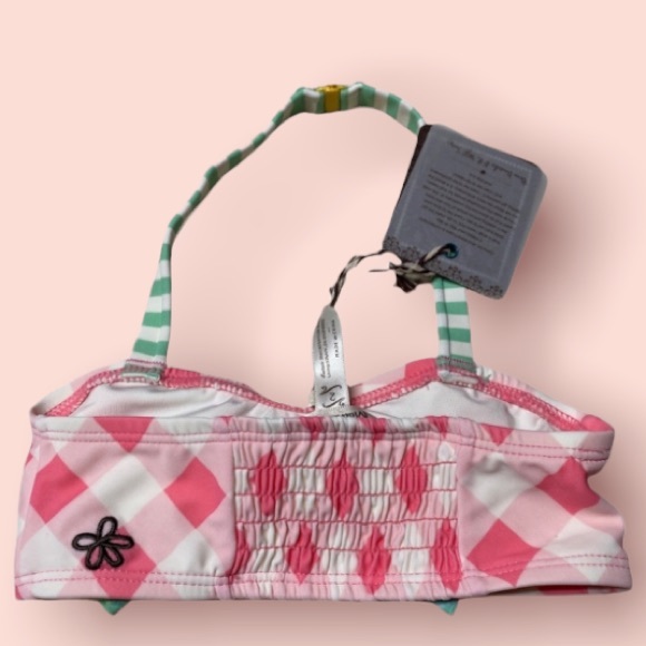NWT Matilda Jane Pink and Green Floral Check Sandcastle Bikini Top- Todd… - Picture 5 of 6